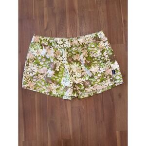 Patagonia Baggies Shorts Womens Large Green Brown Floral Print Nylon 5 Inch L